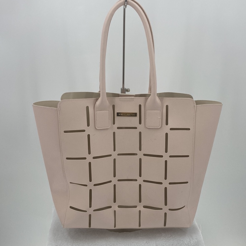 Vince Camuto blush pink large tote double handles cut out design